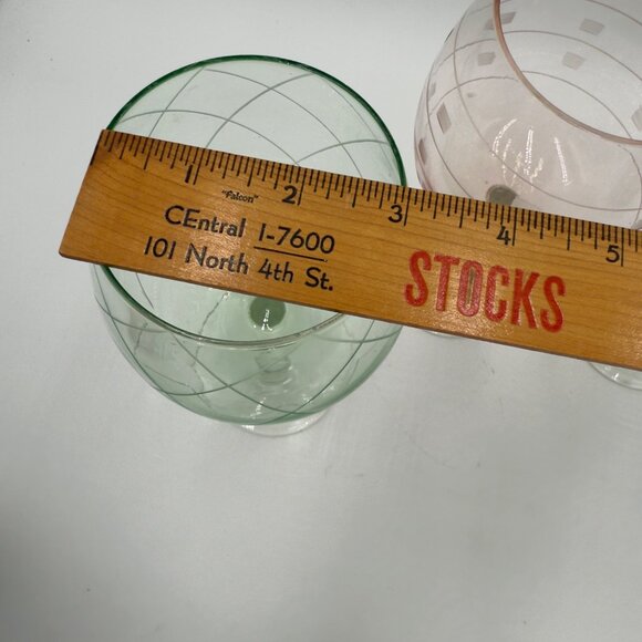 Allegro set 4 Balloon Wine Glasses Hand-Etched 18oz capacity Multicolor design - Picture 5 of 8